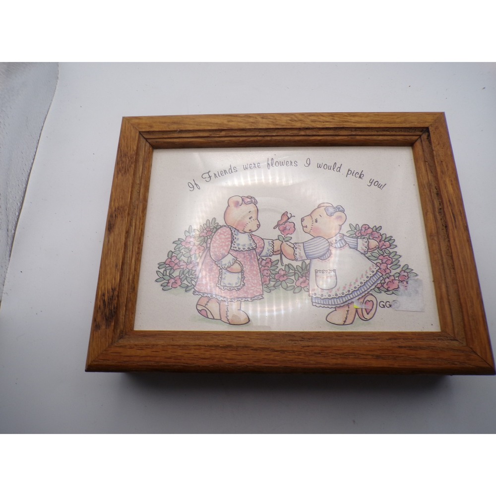 Vintage Charming Teddy Bear If Friends‎ Were Flowers Trinket Keepsake Box